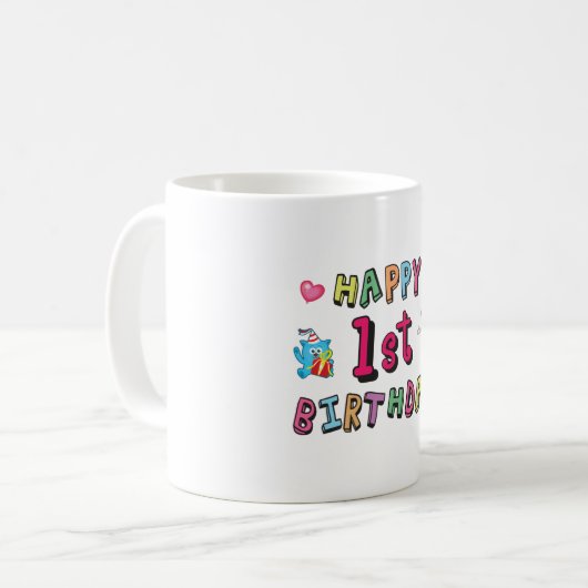 1. Geburtstag für 1 Jahr Kinder B-Tag Wunsch Kaffeetasse (Vorderseite Links)