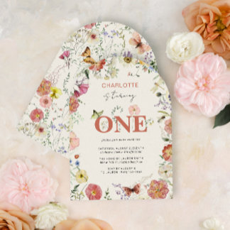 1. Geburtstag gepresste Blume drehen eine Einladung