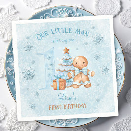1. Geburtstag Gingerbread Mann Boy Blue Weihnachte Serviette