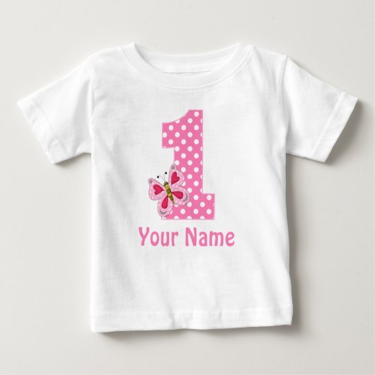 1. Geburtstag Girl Butterfly Personalisiert T Shir Baby T-shirt (Vorderseite)