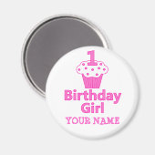 1. Geburtstag Girl Cupcake Design Magnet (Vorderseite/Rückseite)
