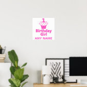 1. Geburtstag Girl Cupcake Design Poster (Heimbüro)