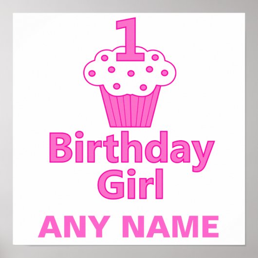 1. Geburtstag Girl Cupcake Design Poster (Vorne)