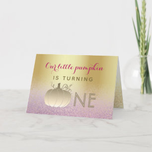 1. Geburtstag Glanz Glitter Rosa und Gold Kürbis Einladung