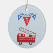 1. Geburtstag Grandson, Feuerwehrauto Keramik Ornament (Links)