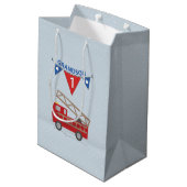 1. Geburtstag Grandson, Feuerwehrauto Mittlere Geschenktüte (Rückseite Schrägansicht)