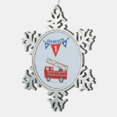 1. Geburtstag Grandson, Feuerwehrauto Schneeflocken Zinn-Ornament (Rechts)