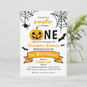 1. Geburtstag Halloween Little Pumpkin Einladung (Stehend Vorderseite)