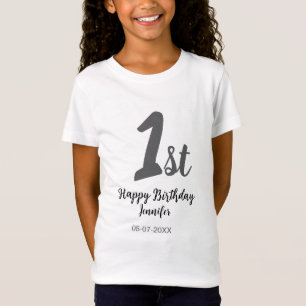 1. Geburtstag hinzufügen Datum Jahr schwarze Vorla T-Shirt
