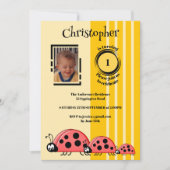 1. Geburtstag hinzufügen Foto Ladybugs rot gelb Einladung (Vorderseite)