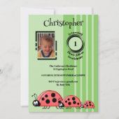 1. Geburtstag hinzufügen Foto Ladybugs rot grün Einladung (Vorderseite)