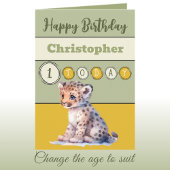 1. Geburtstag hinzufügen Name Junge süße Tier grün Karte