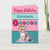 1. Geburtstag hinzufügen Name Mädchen süße Tier pi Karte (Vorderseite)
