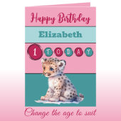 1. Geburtstag hinzufügen Name Mädchen süße Tier pi Karte