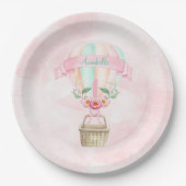 1. Geburtstag Hot Air Ballon Minze Pink Peach Pappteller (Vorderseite)