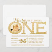 1. Geburtstag Imitate Gold Glitzer Ein Foto Einlad Einladung (Vorne/Hinten)
