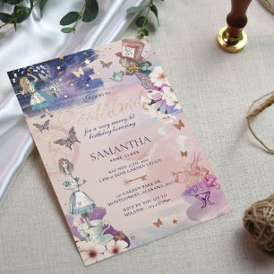 1. Geburtstag in Onederland Magical Wonderland Folieneinladung