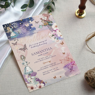 1. Geburtstag in Onederland Magical Wonderland Folieneinladung