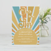 1. Geburtstag in sonnenummanteltem Regenbogen Einladung (Stehend Vorderseite)