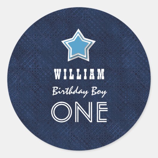 1. Geburtstag Junge ein Jahr alte Navy White Star  Runder Aufkleber (Vorderseite)