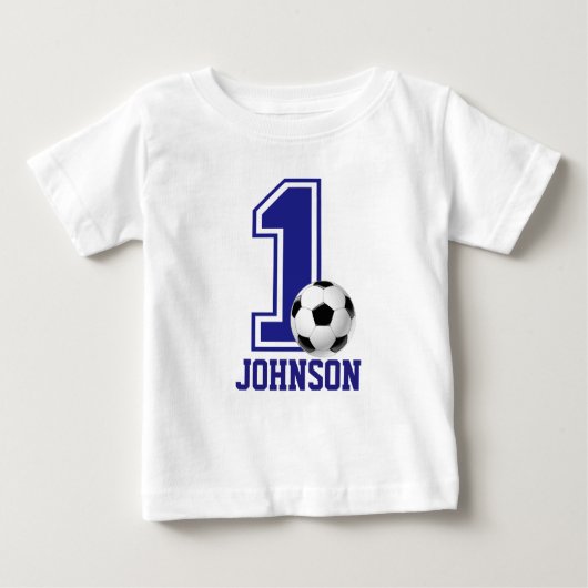 1. Geburtstag Junge Fußball, Fußball Personalisier Baby T-shirt (Vorderseite)