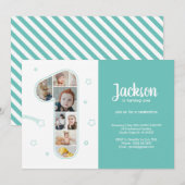 1. Geburtstag Junge Nr. 1 Custom Foto Collage Einladung (Vorne/Hinten)