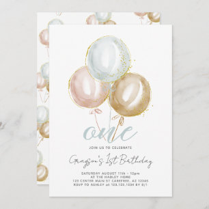 1. Geburtstag Junge One Balloons Einladung