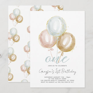 1. Geburtstag Junge One Balloons Einladung