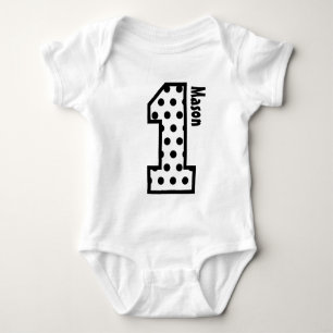 1. Geburtstag Junge schwarze Polka Dot ein Jahr al Baby Strampler