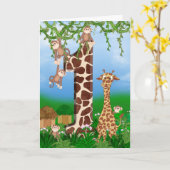 1. Geburtstag Jungle Tiere Karte (Gelbe Blume)