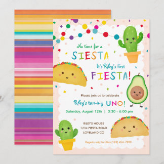 1. Geburtstag - keine Zeit für Siesta Einladung