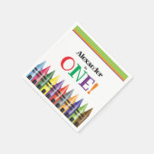 1. Geburtstag Kinder Crayon Green Orange Blue Part Serviette (Ecke)