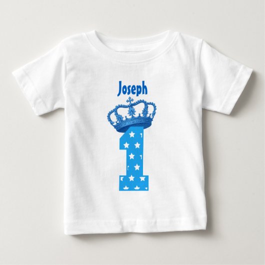 1. Geburtstag King Crown Stars Ein Jahr alter Jung Baby T-shirt (Vorderseite)