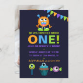 1. Geburtstag Kleine Monsterjunge Party Einladung (Vorne/Hinten)