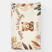 1. Geburtstag Kleiner Bär Herbst Wald Baby Tier Banner (Vertikal)