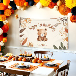 1. Geburtstag Kleiner Bären Fall Woodland Baby Ani Banner