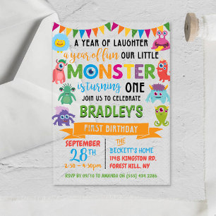 1. Geburtstag Kleiner Monster Acryleinladungen