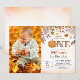 1. Geburtstag Kürbis Rustikale Blätter Einladung