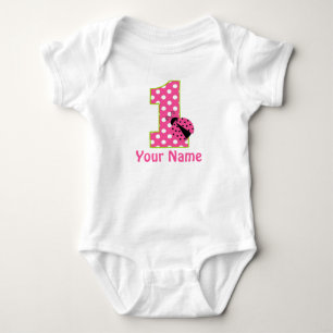 1. Geburtstag Ladybug Pink Green Personalisiert Sh Baby Strampler