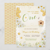 1. Geburtstag Little Honey Sweety Bee Girl's First Einladung (Vorne/Hinten)
