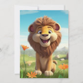 1. Geburtstag Löwe Personalisierte Kinder Namensal Einladung (Rückseite)