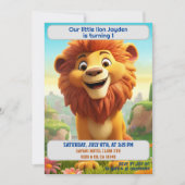 1. Geburtstag Löwe Personalisierter Name Alter Kin Einladung (Vorderseite)