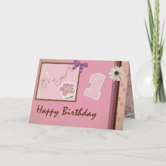 1. Geburtstag - Mädchen Karte