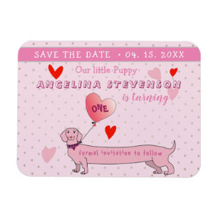 1. Geburtstag Mädchen Rosa Save The Date Magnet