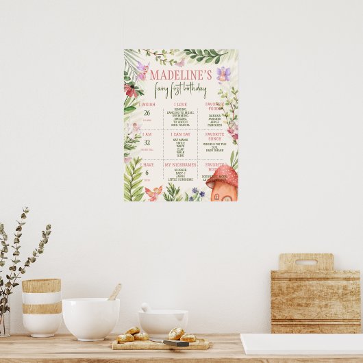 1. Geburtstag Meilenstein Fairy First Poster (Küche)