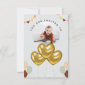 1. GEBURTSTAG MIT BALLOON UND FOTO EINLADUNG (Rückseite)