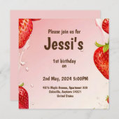 1. Geburtstag mit Erdbeersaft Save The Date (Vorne/Hinten)