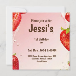 1. Geburtstag mit Erdbeersaft Save The Date