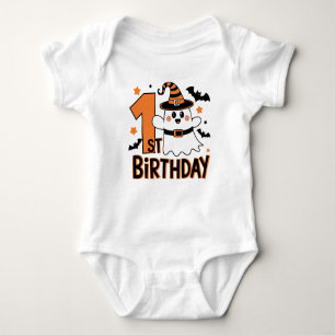 1. Geburtstag mit Geist und Fledermäuse Halloween Baby Strampler