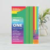 1. Geburtstag Mod Rainbow Einladungen (Stehend Vorderseite)